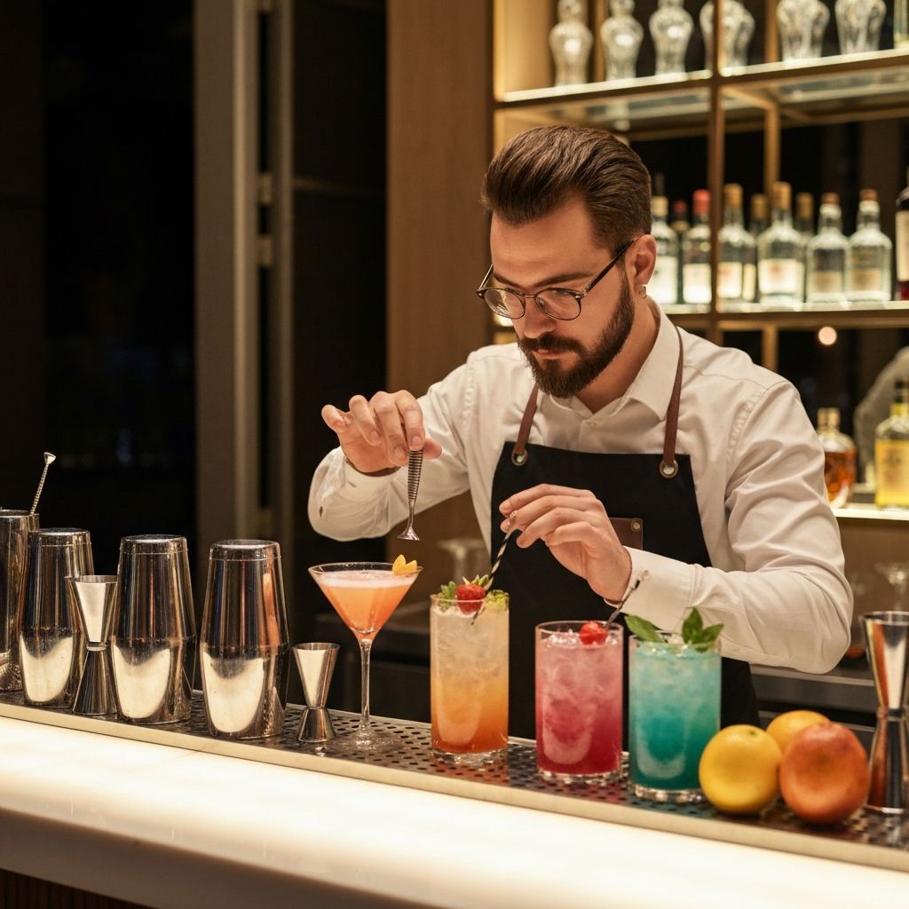 Mixologist crafting cocktails
